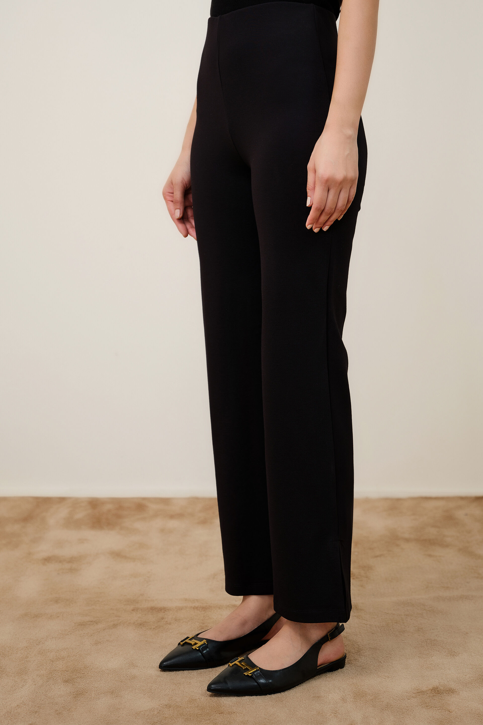 Black High-Waist Bootcut Trousers, Black, image 3